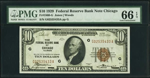 image for: Fr. 1860-G $10 1929 Federal Reserve Bank Note. PMG Gem Uncirculated 66 EPQ....