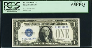 image for: Fr. 1603 $1 1928C Silver Certificate. PCGS Gem New 65PPQ....