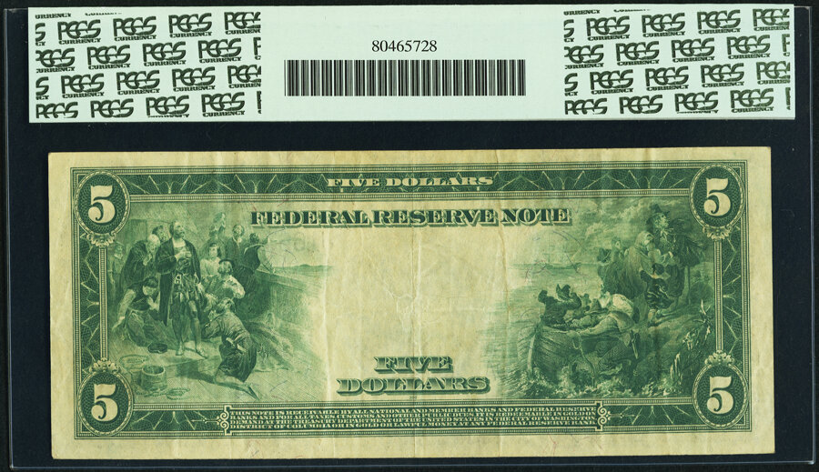 image for: Fr. 881 $5 1914 Federal Reserve Note PCGS Very Fine 30PPQ....