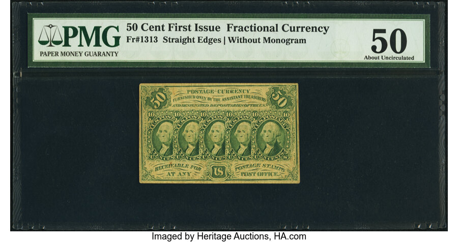 image for: Fr. 1313 50¢ First Issue PMG About Uncirculated 50....