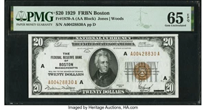 image for: Fr. 1870-A $20 1929 Federal Reserve Bank Note. PMG Gem Uncirculated 65 EPQ....