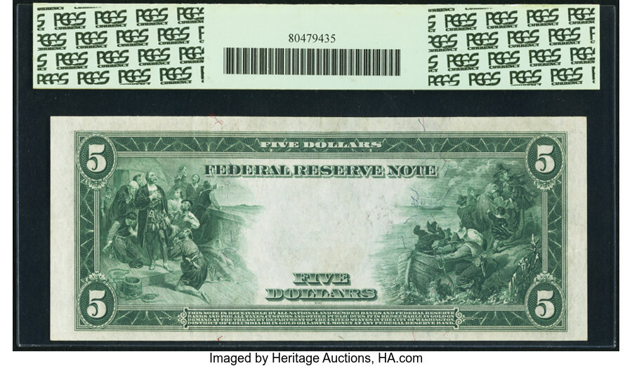 image for: Fr. 847a $5 1914 Federal Reserve Note PCGS About New 53PPQ....