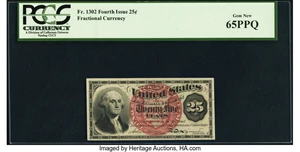 image for: Fr. 1302 25¢ Fourth Issue PCGS Gem New 65PPQ....
