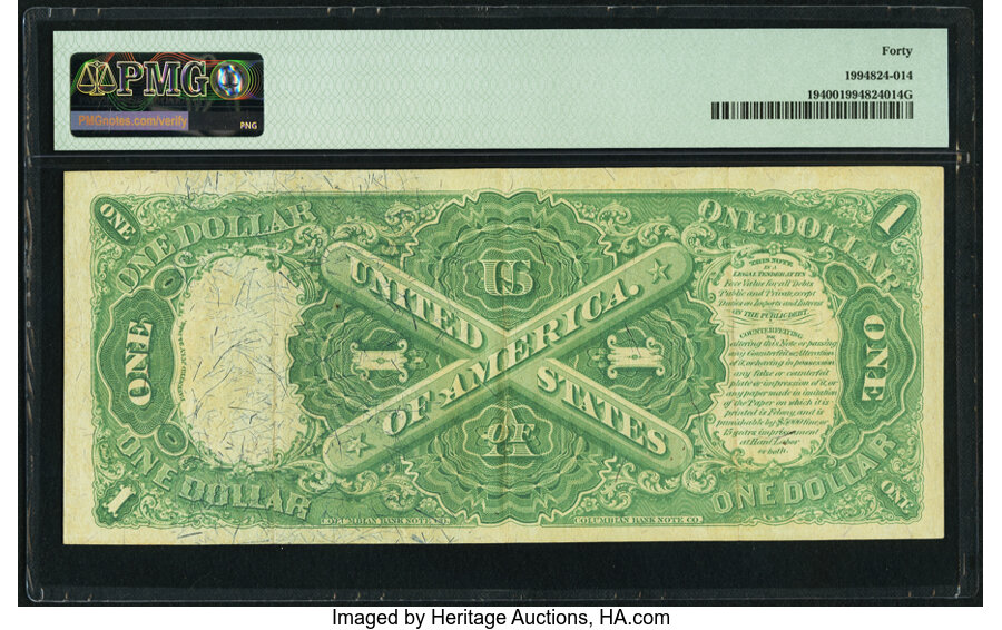 image for: Fr. 19 $1 1874 Legal Tender PMG Extremely Fine 40....