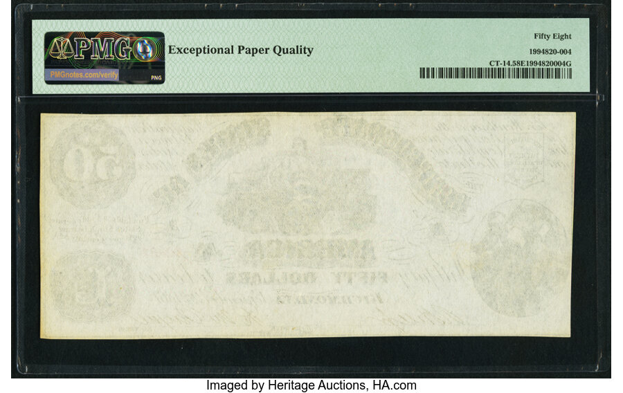 image for: CT14/76C $50 1861 Counterfeit PMG Choice About Unc 58 EPQ....