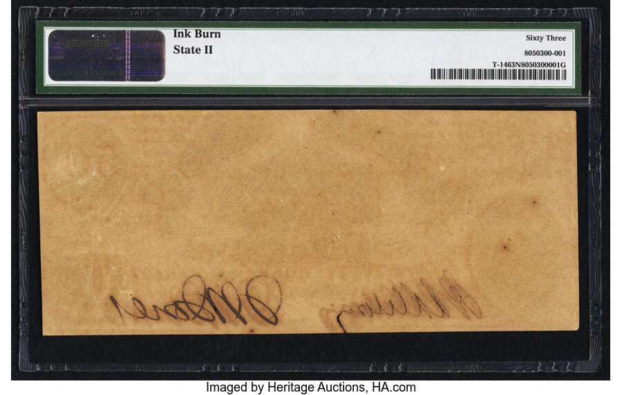 image for: T14 $50 1861 PF-3 Cr. 64 Plate State II PMG Choice Uncirculated 63 Net....