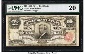image for: Fr. 300 $10 1891 Silver Certificate PMG Very Fine 20....