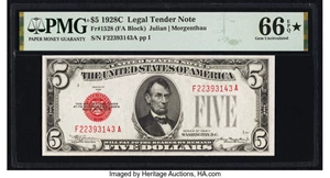 image for: Fr. 1528 $5 1928C Legal Tender Note. PMG Gem Uncirculated 66 EPQ*....