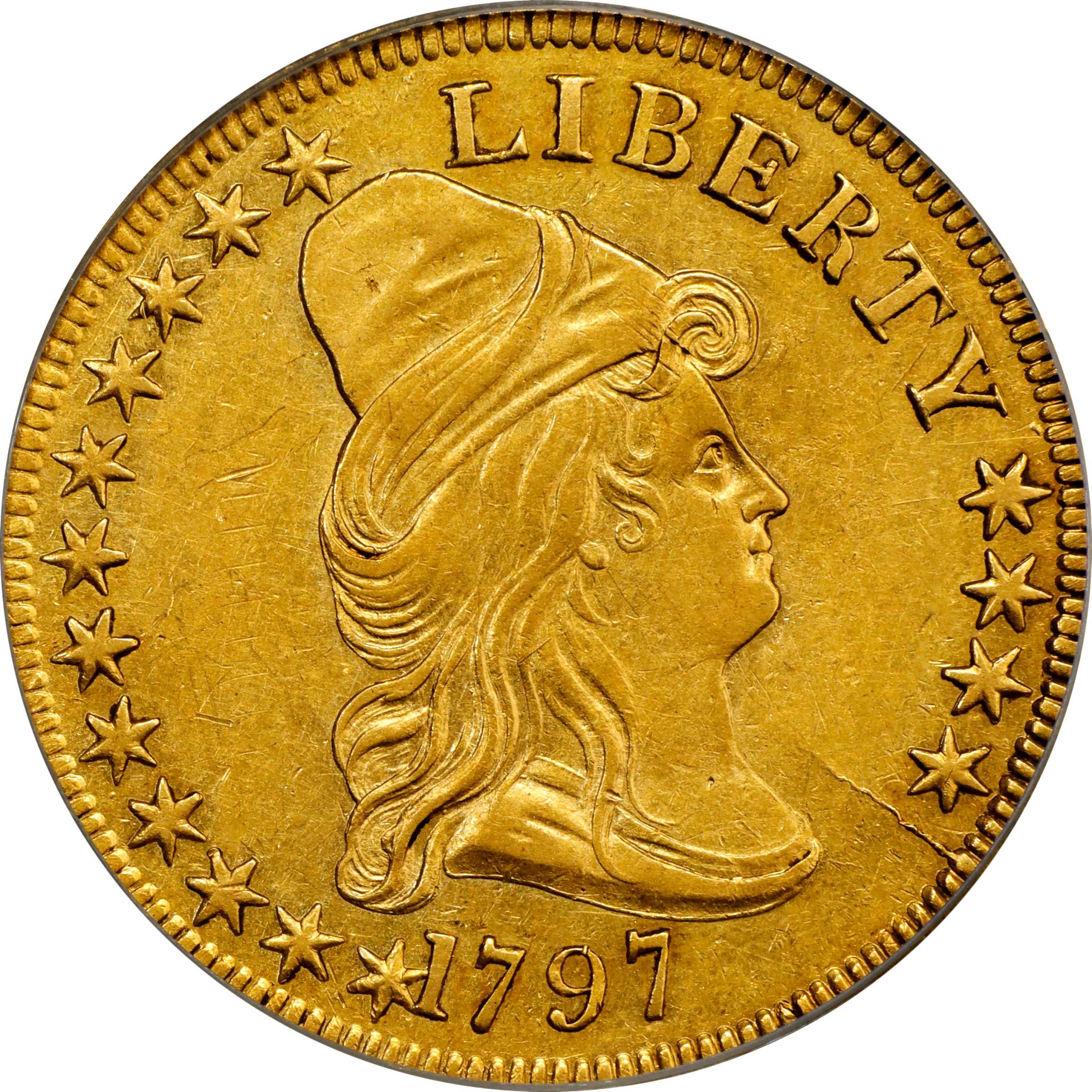 image for: 1797 Capped Bust Right Eagle. Small Eagle. BD-1, Taraszka-7. Rarity-5. AU-53 (PCGS).