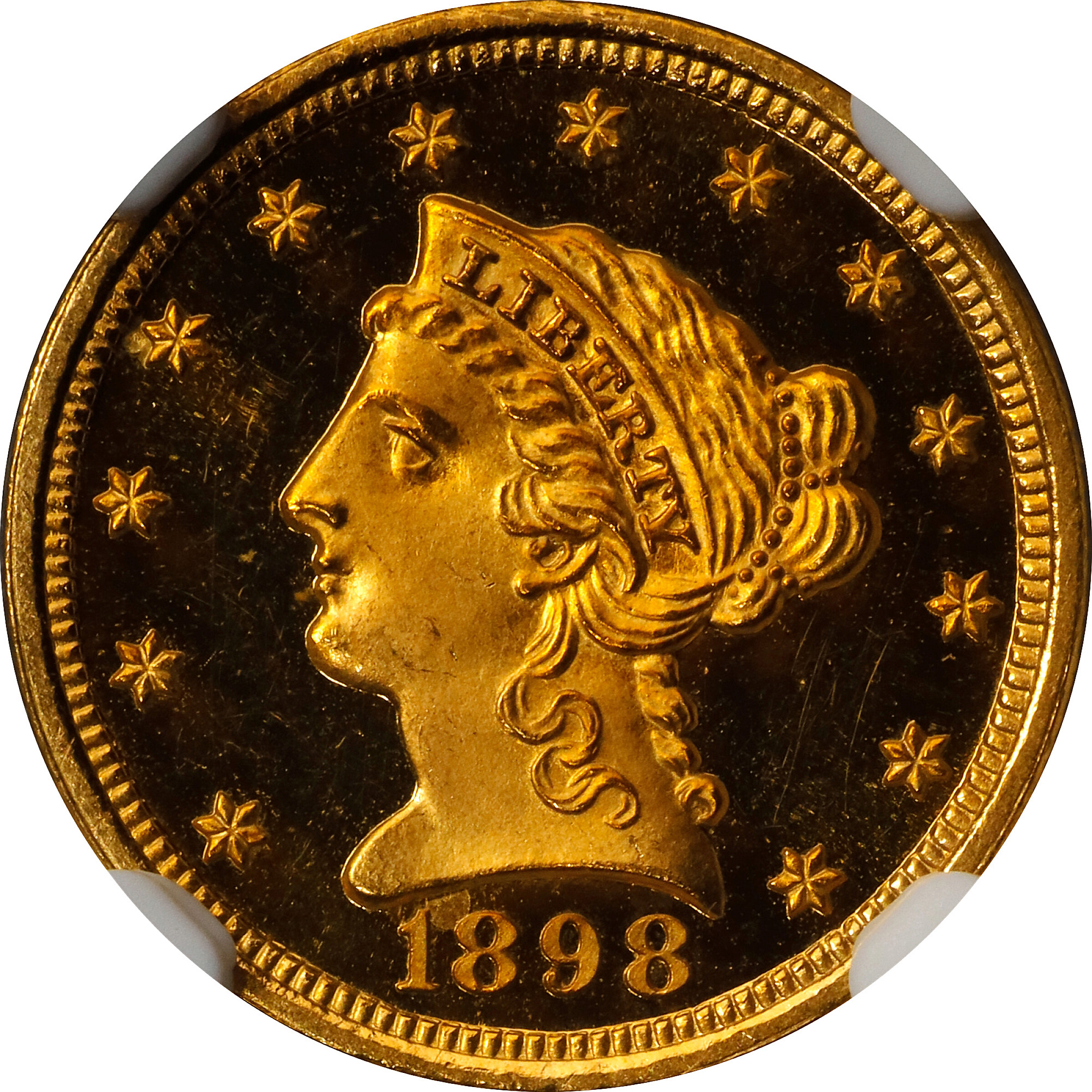 image for: 1898 Liberty Head Quarter Eagle. JD-1, the only known dies. Rarity-4. Proof-65 Ultra Cameo (NGC).