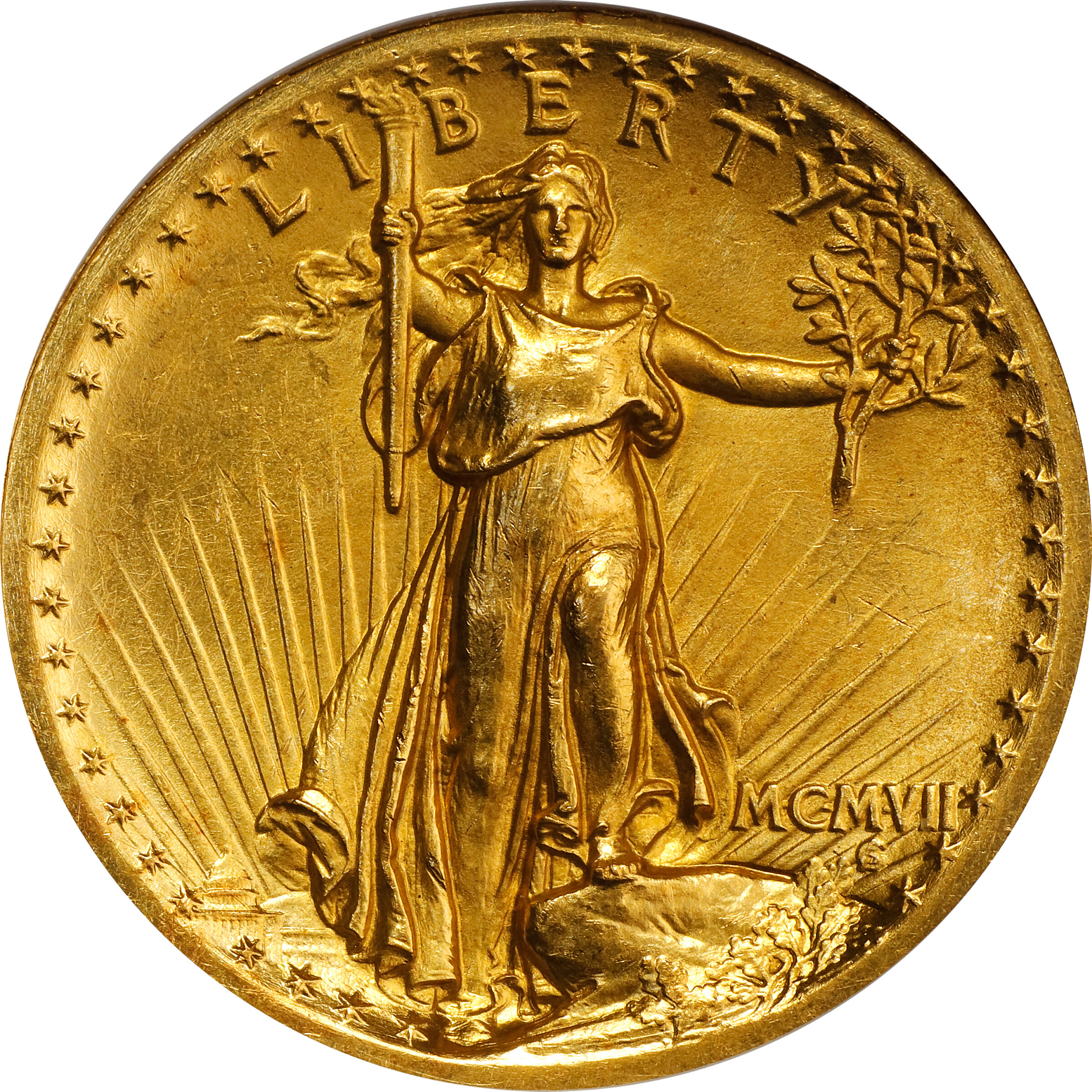 image for: MCMVII (1907) Saint-Gaudens Double Eagle. High Relief. Wire Rim. Proof-62 (NGC). OH.