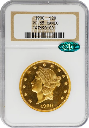 image for: 1900 Liberty Head Double Eagle. JD-1, the only known dies. Rarity-4+. Proof-65 Cameo (NGC). CAC.