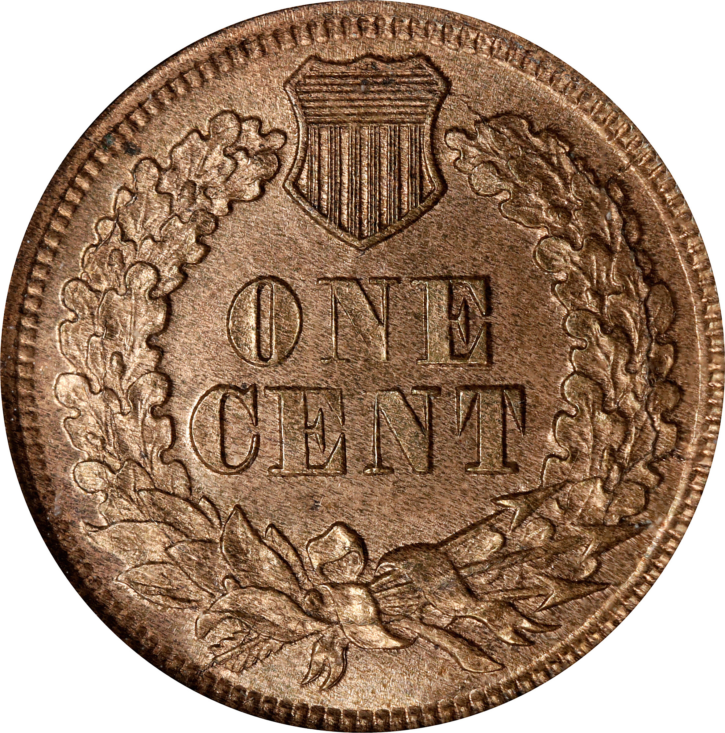 image for: 1867/67 Indian Cent. Snow-1a, FS-301. Repunched Date. MS-64 RB (PCGS). Eagle Eye Photo Seal.