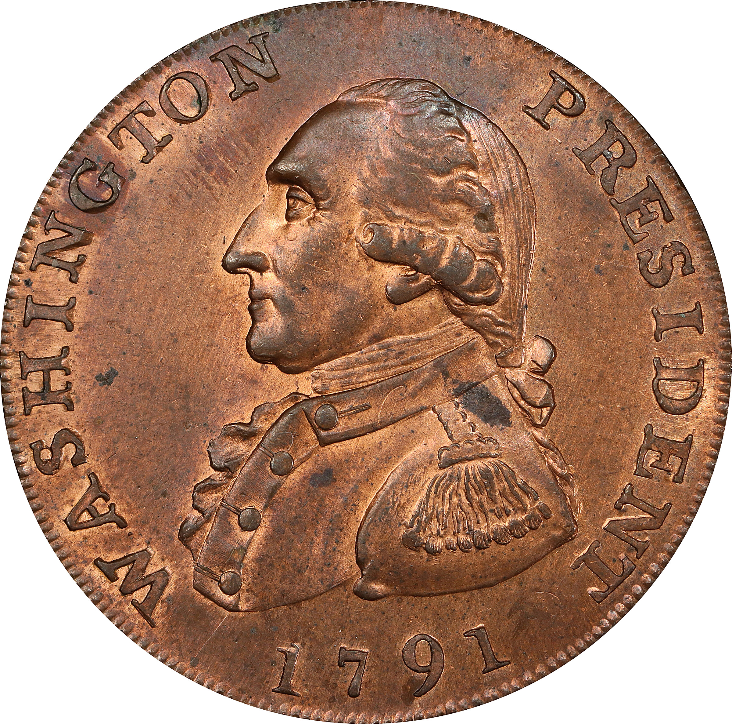 image for: 1791 Large Eagle Cent. Musante GW-15, Baker-15, Breen-1206. Copper. Lettered Edge, UNITED STATES OF AMERICA. MS-64 RB (PCGS).
