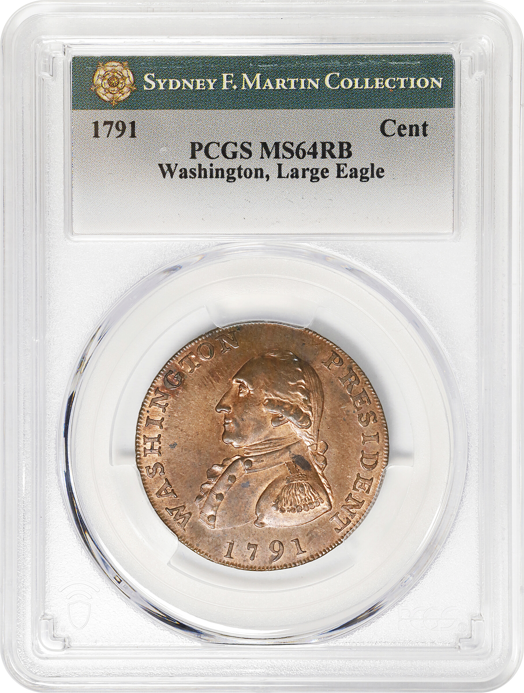 image for: 1791 Large Eagle Cent. Musante GW-15, Baker-15, Breen-1206. Copper. Lettered Edge, UNITED STATES OF AMERICA. MS-64 RB (PCGS).