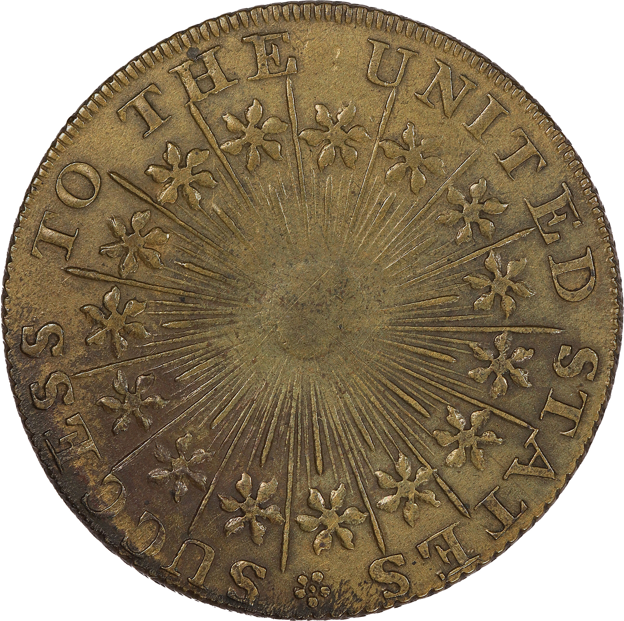image for: Circa 1793 Washington Success Token. Large Size. Second Obverse. Musante GW-42, Baker-266, Breen-1282. Brass. Reeded edge. AU-55 (PCGS).