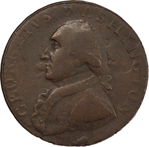 image for: Circa 1795 North Wales Halfpenny. Two Star Reverse. Musante GW-51, Baker-34A, Breen-1296. Copper. Lettered edge, PAYABLE IN LANCASTER LONDON OR BRISTOL. EF-40 (PCGS).