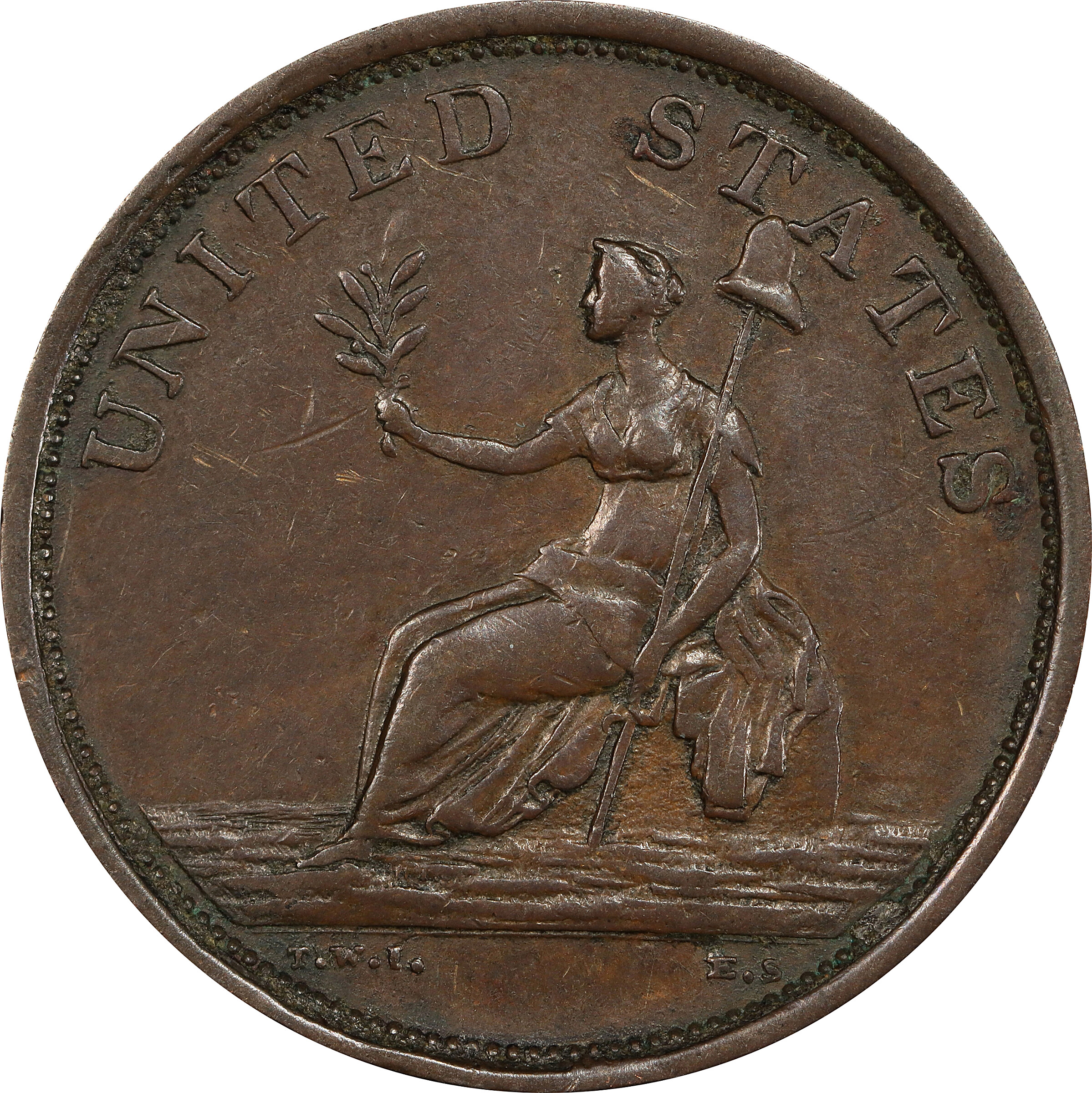 image for: �1783� (circa 1820) Washington Draped Bust Copper. Small Military Bust. Musante GW-109, Baker-4B, Breen-1201, Vlack 1-A. Copper. Engrailed edge. AU-50 (PCGS).