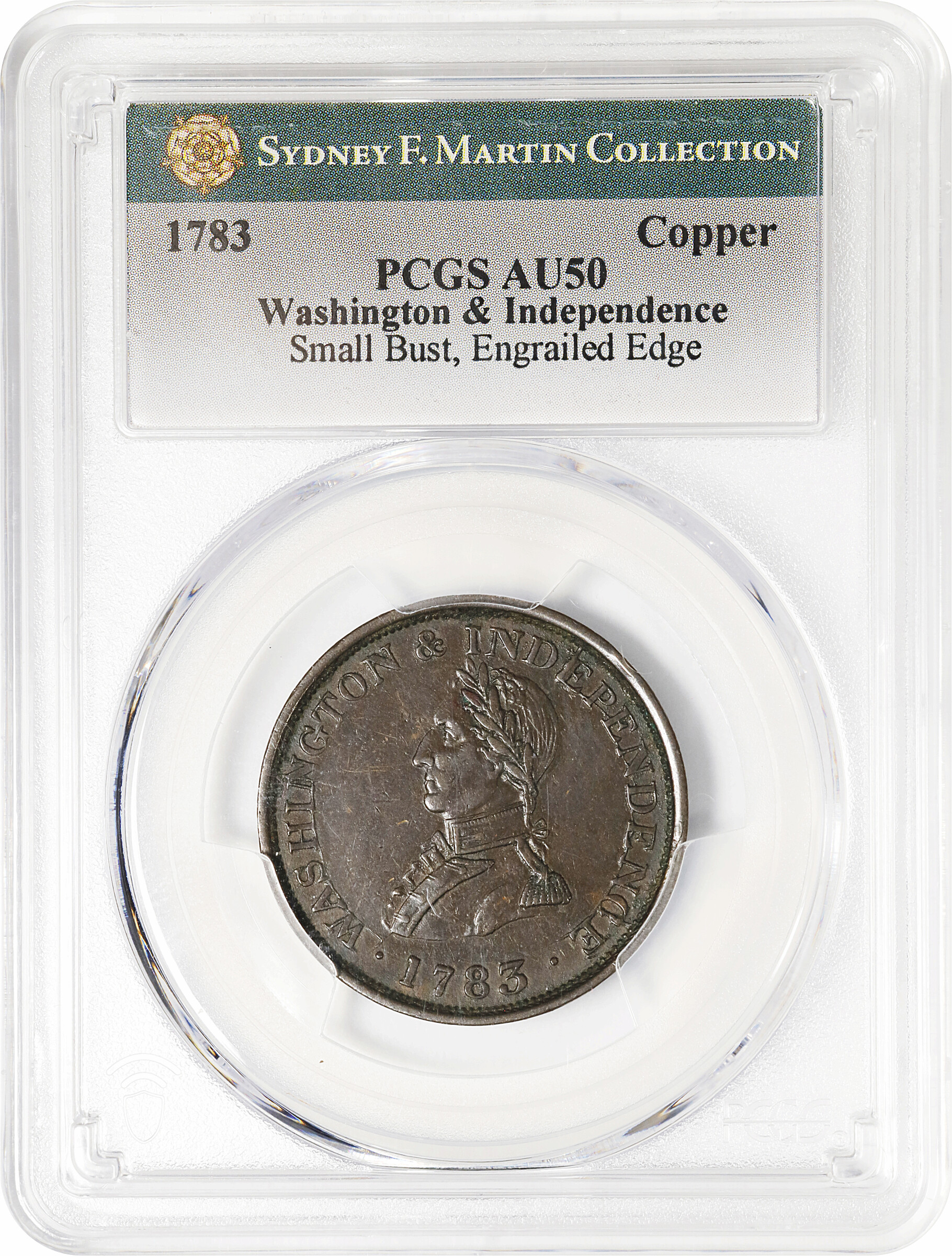 image for: �1783� (circa 1820) Washington Draped Bust Copper. Small Military Bust. Musante GW-109, Baker-4B, Breen-1201, Vlack 1-A. Copper. Engrailed edge. AU-50 (PCGS).