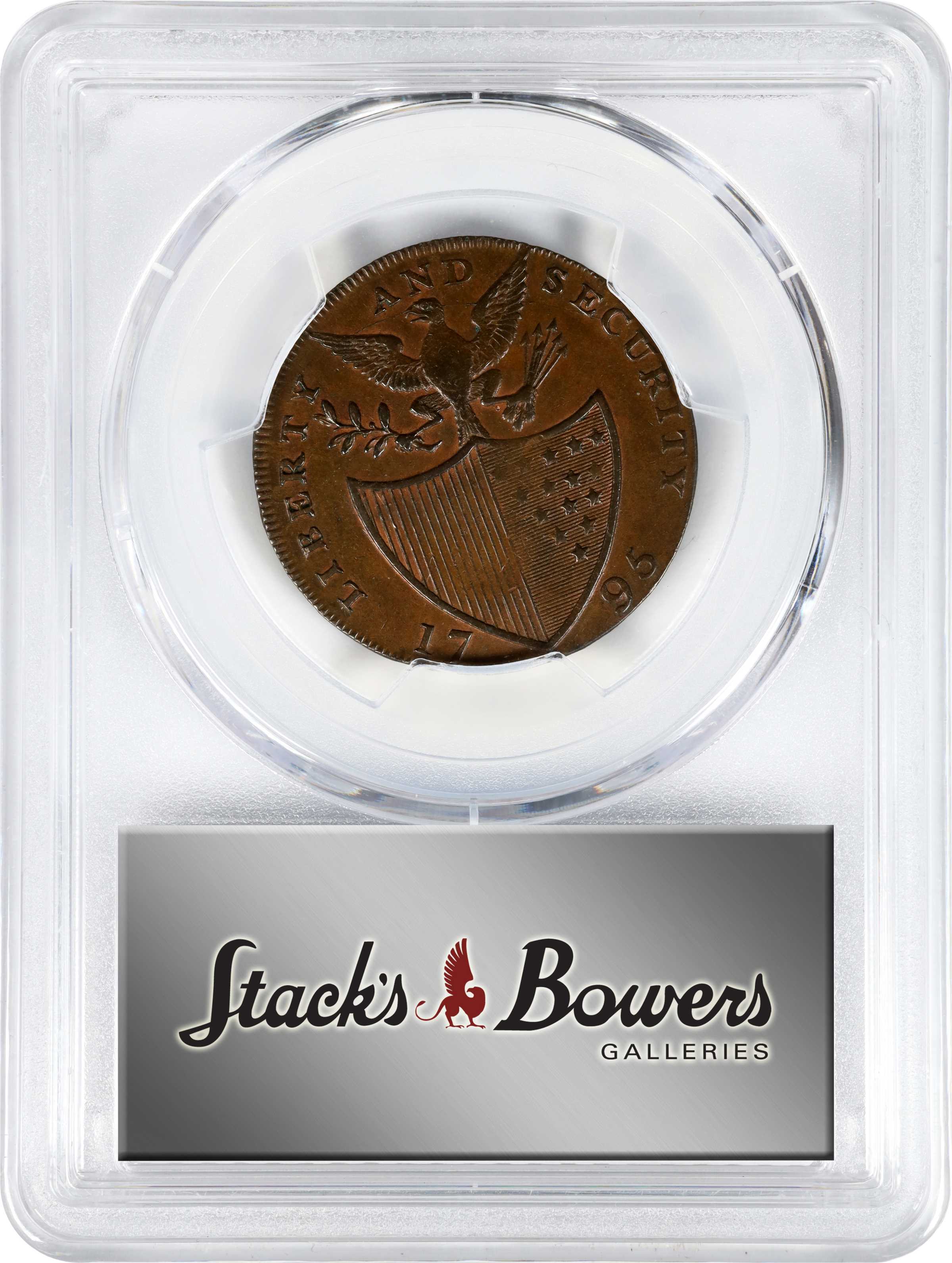 image for: 1795 Washington Liberty and Security Halfpenny. Musante GW-48, Baker-31B, W-11010. BIRMINGHAM Edge. AU-55 (PCGS).