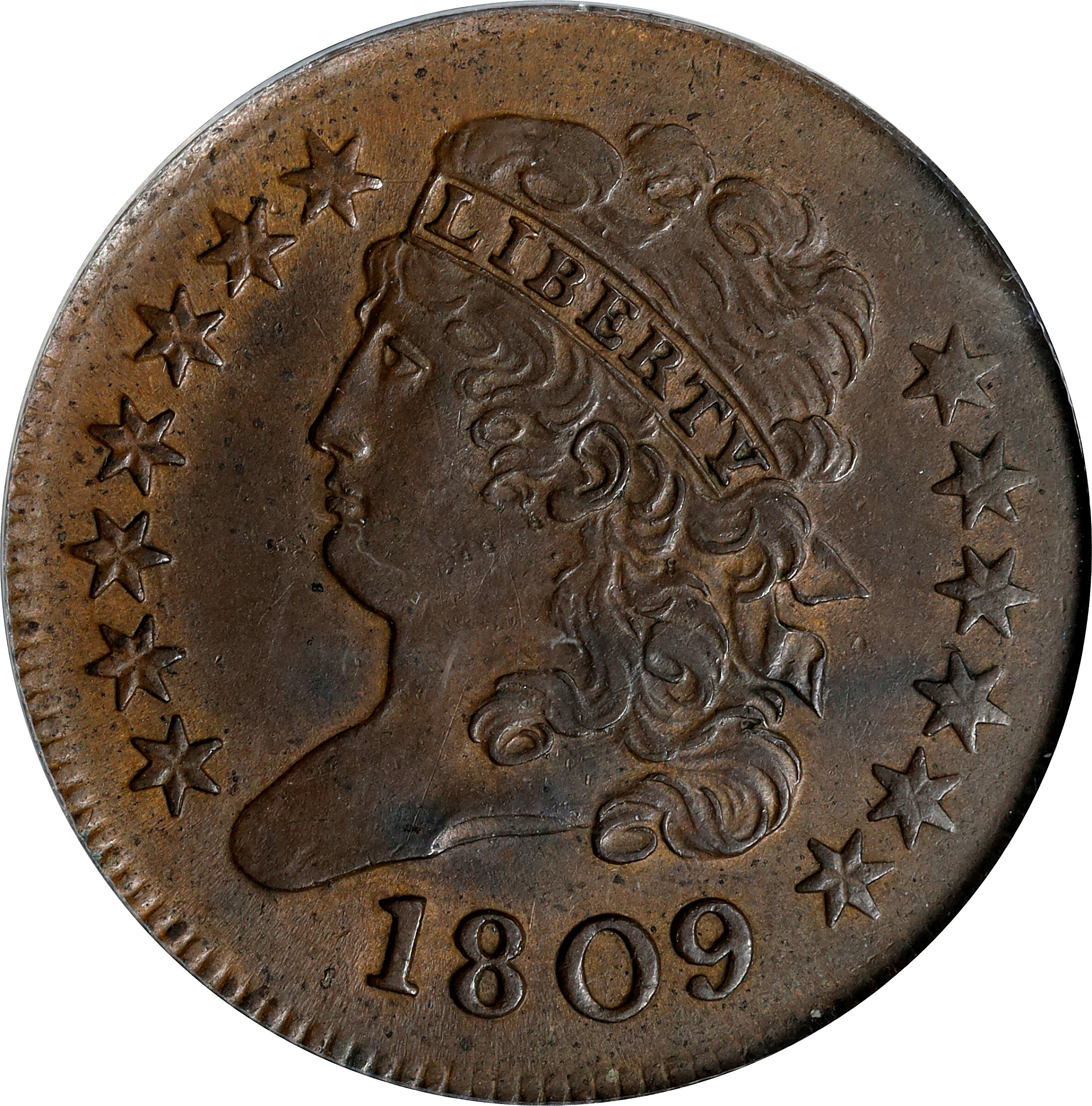 image for: 1809 Classic Head Half Cent. C-3. Rarity-1. AU-58 (ANACS).