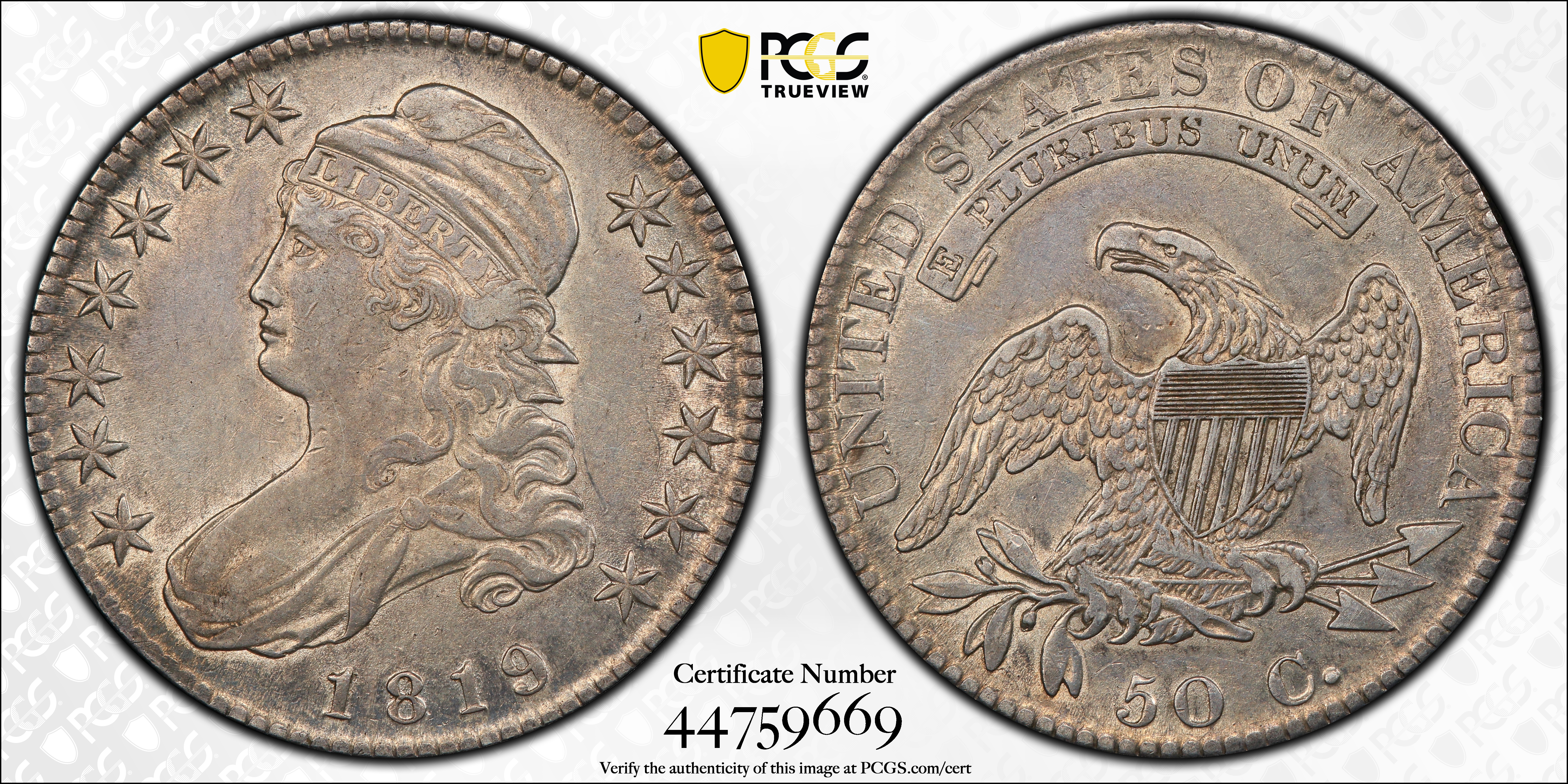 image for: 1819 Capped Bust Half Dollar. O-113. Rarity-2. EF-45 (PCGS).