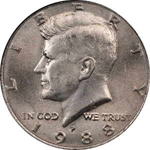 image for: 1988-P Kennedy Half Dollar. No FG. JFK "We Choose to Go to the Moon!" Holder. MS-64 (NGC).