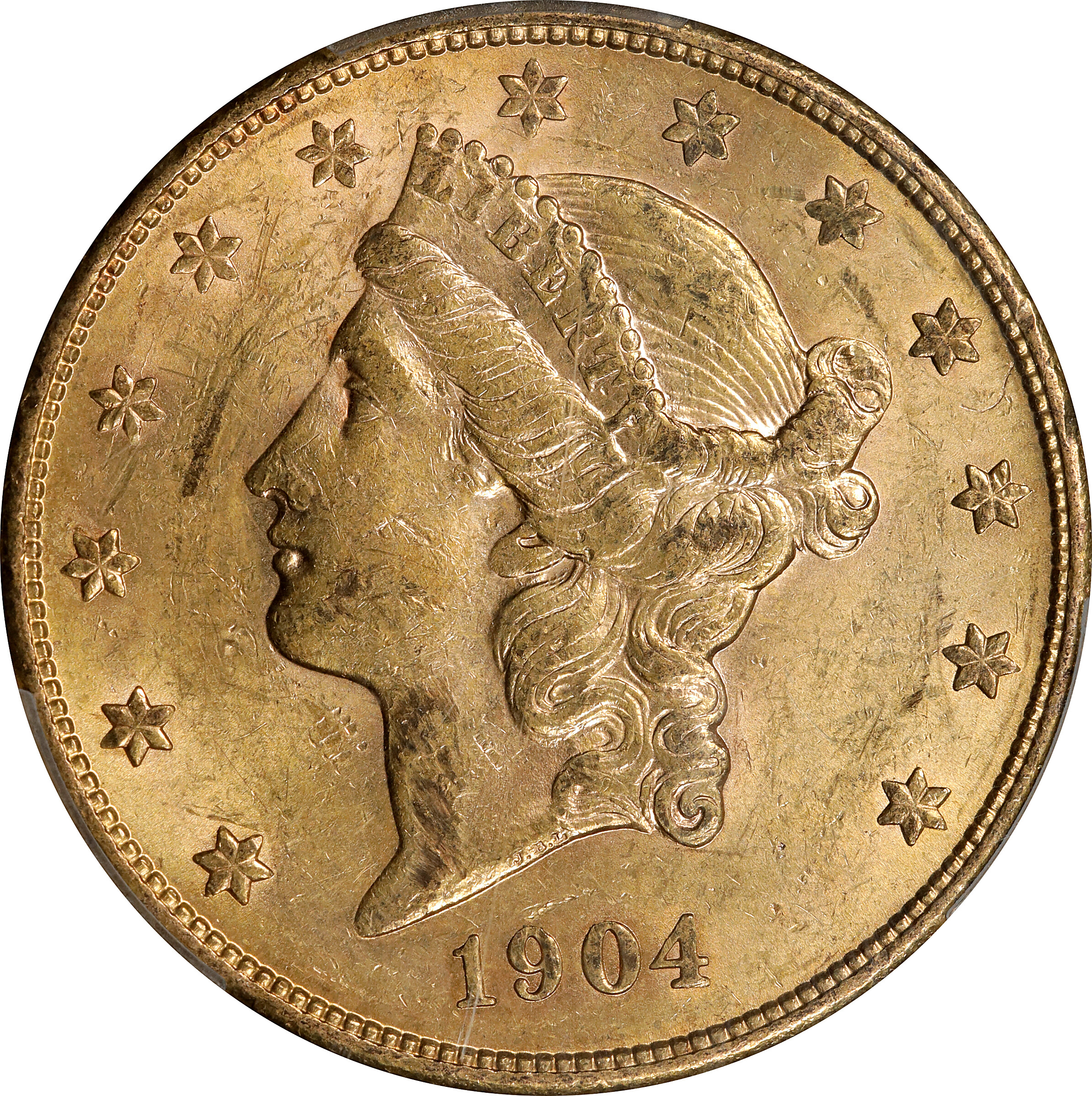 1904-S Liberty Head Double Eagle. AU-58 (PCGS).