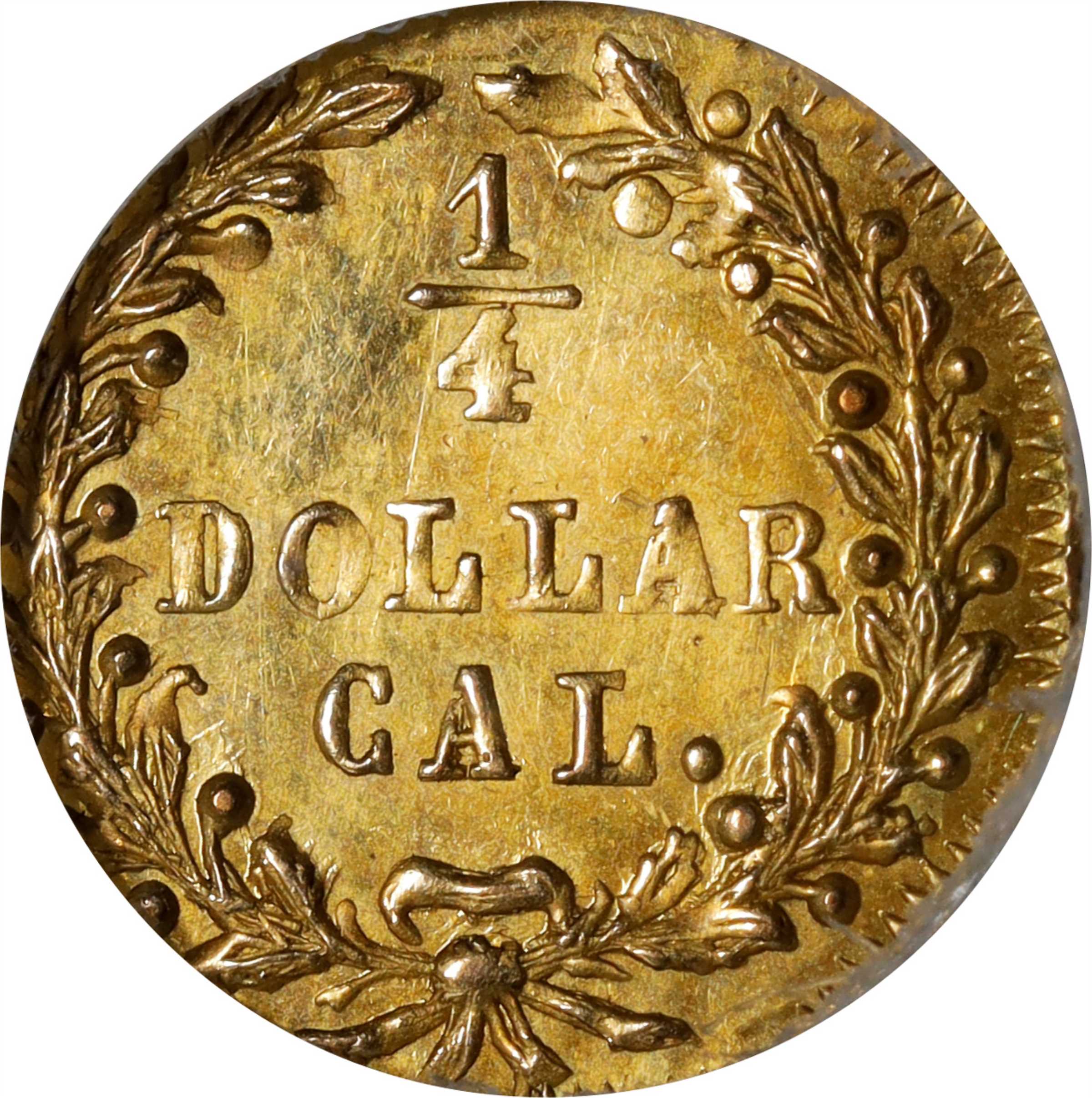 image for: 1872/1 Octagonal 25 Cents. BG-790. Rarity-3. Indian Head. MS-62 (NGC).