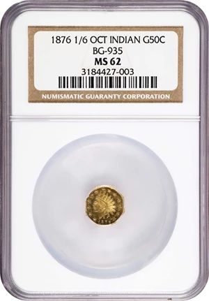 image for: 1876/6876 Octagonal 50 Cents. BG-935. Rarity-5. Indian Head. MS-62 (NGC).