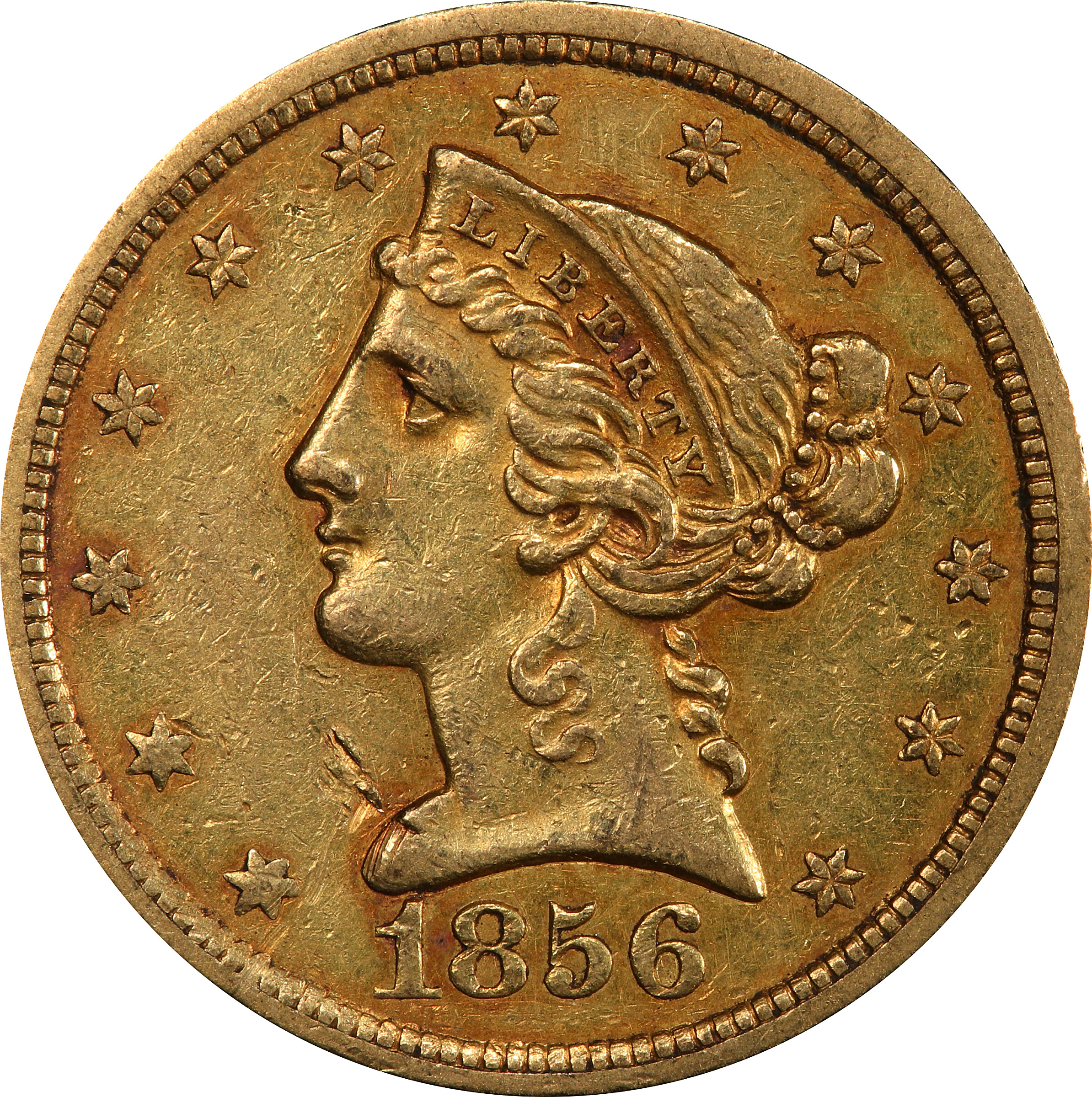 image for: 1856-O Liberty Head Half Eagle. Winter-1, the only known dies. AU-50 (PCGS).
