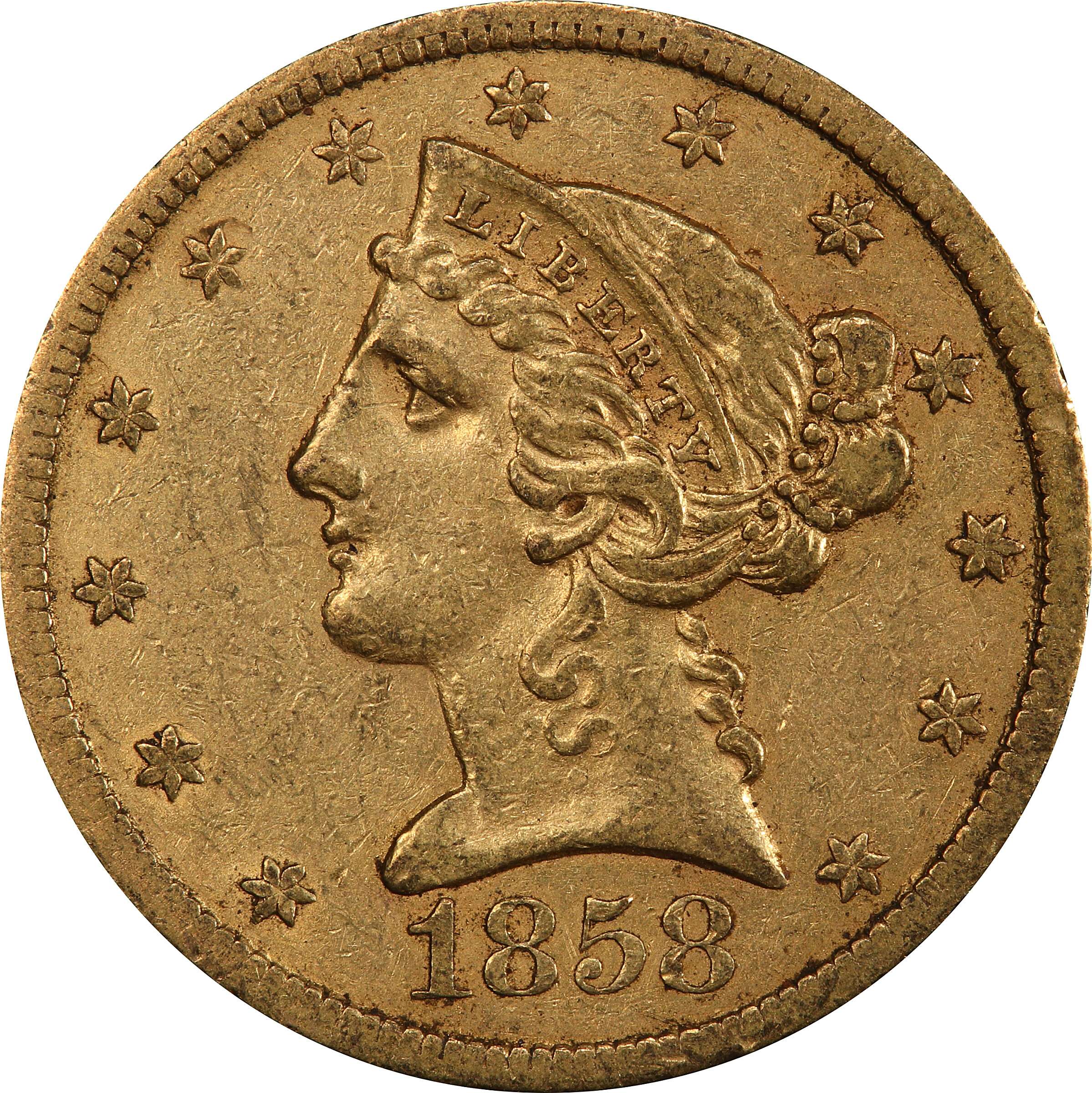 image for: 1858-S Liberty Head Half Eagle. AU-50 (PCGS). CAC.