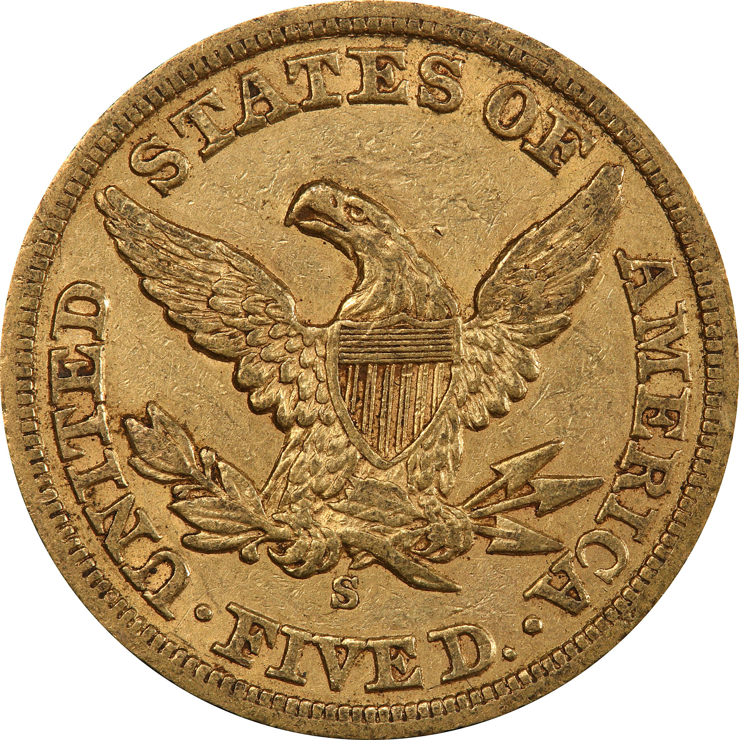 image for: 1858-S Liberty Head Half Eagle. AU-50 (PCGS). CAC.