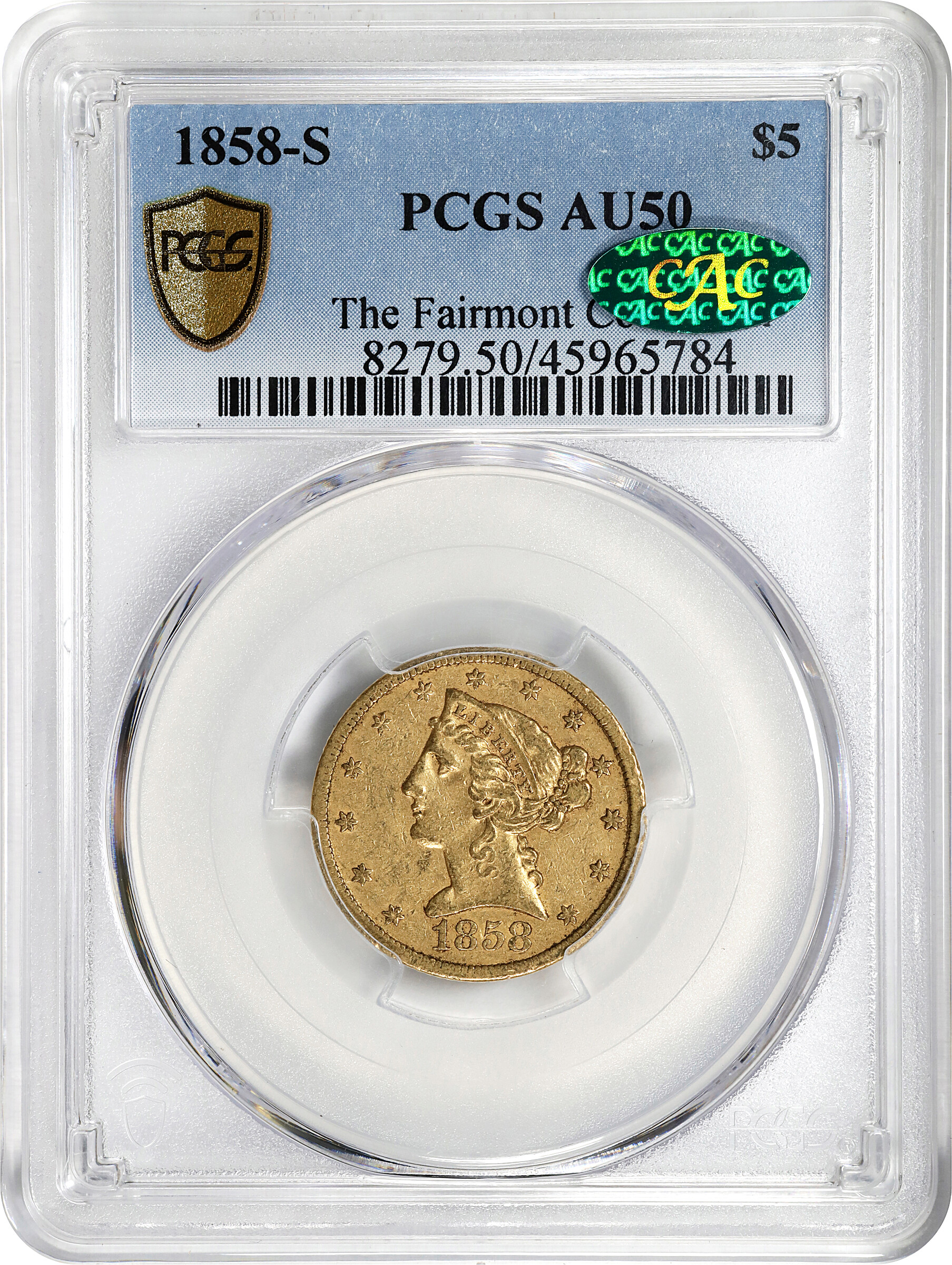 image for: 1858-S Liberty Head Half Eagle. AU-50 (PCGS). CAC.
