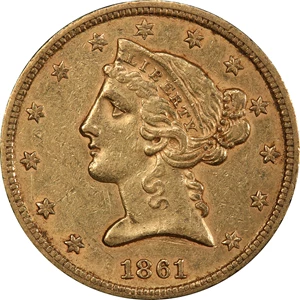 image for: 1861-S Liberty Head Half Eagle. AU-53 (PCGS).
