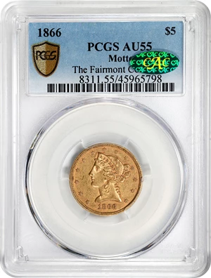 image for: 1866 Liberty Head Half Eagle. AU-55 (PCGS). CAC.