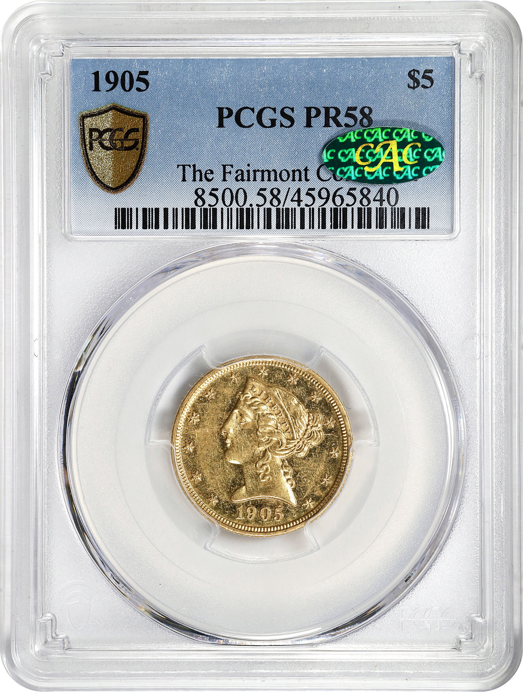 image for: 1905 Liberty Head Half Eagle. JD-1, the only known dies. Rarity-5. Proof-58 (PCGS). CAC.