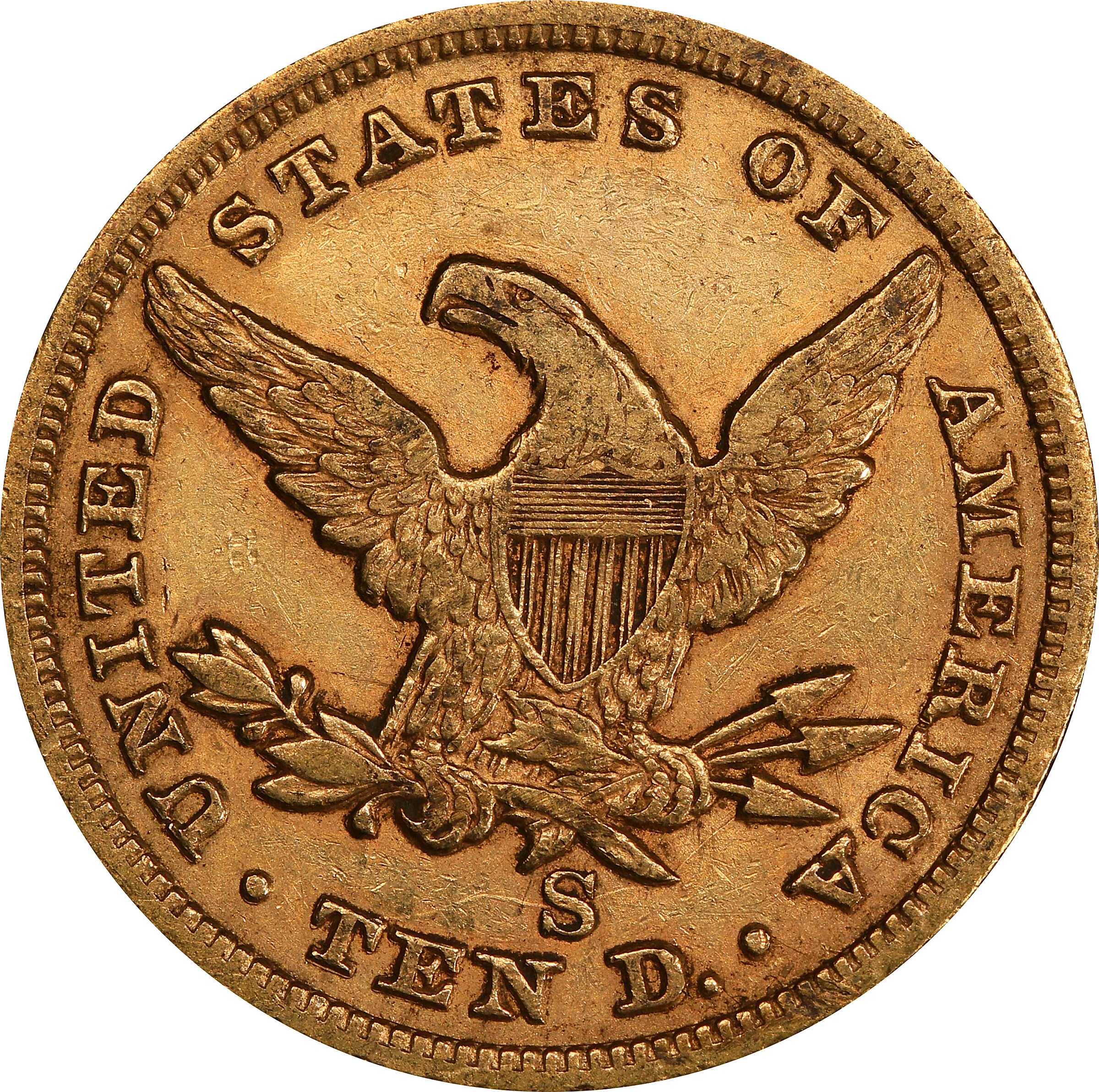 image for: 1865-S Liberty Head Eagle. AU-50 (PCGS).