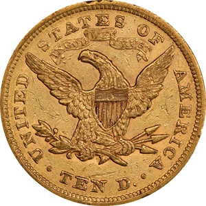 image for: 1866 Liberty Head Eagle. Repunched Date. AU-53 (PCGS).