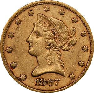 image for: 1867-S Liberty Head Eagle. AU-50 (PCGS).