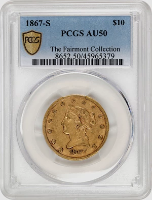 image for: 1867-S Liberty Head Eagle. AU-50 (PCGS).