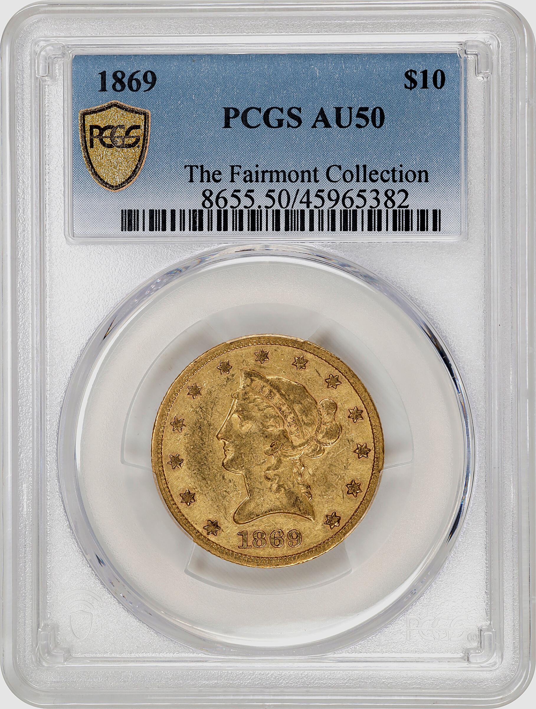 image for: 1869 Liberty Head Eagle. AU-50 (PCGS).