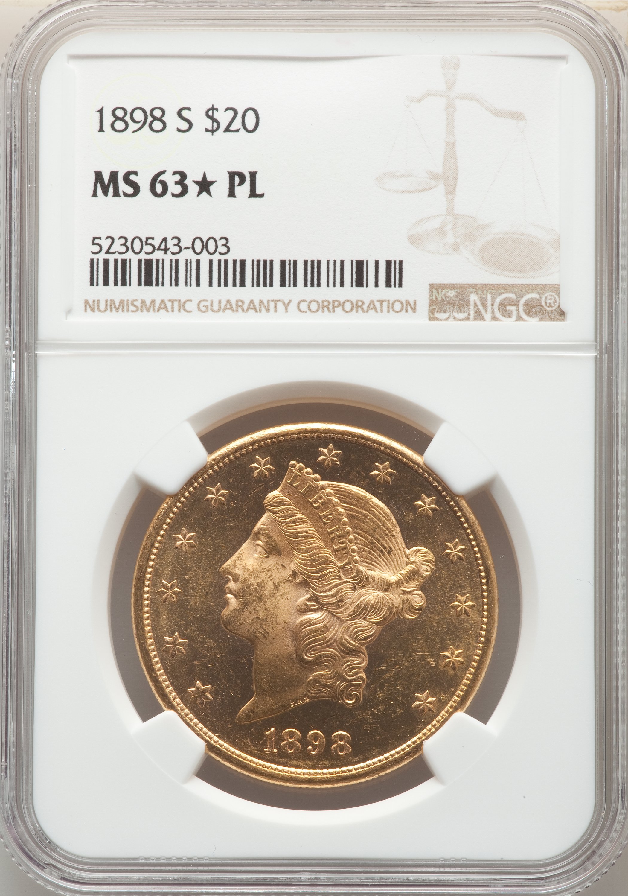 image for: 1898-S $20 MS63★  Prooflike NGC....