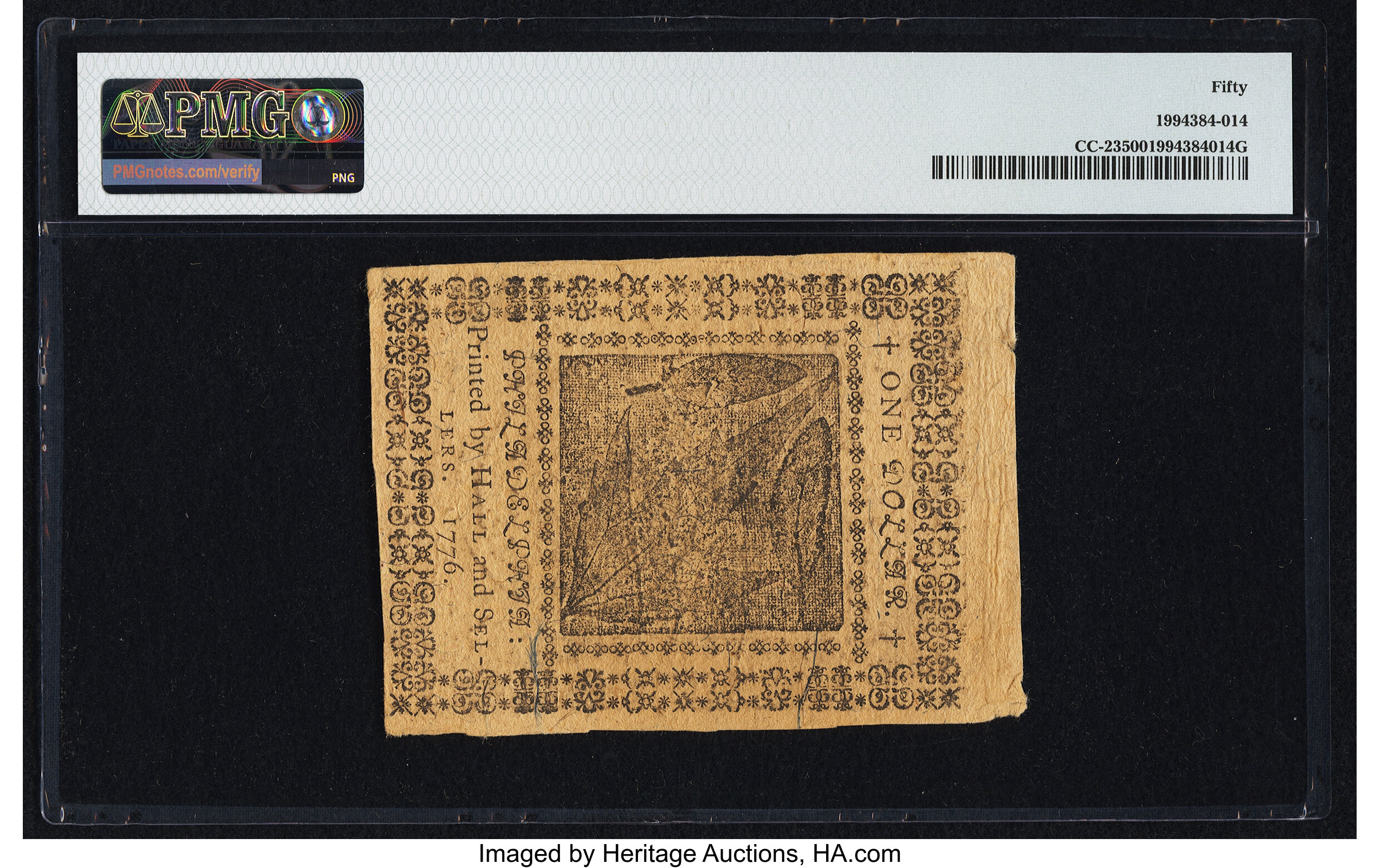 image for: Continental Currency February 17, 1776 $1 PMG About Uncirculated 50....
