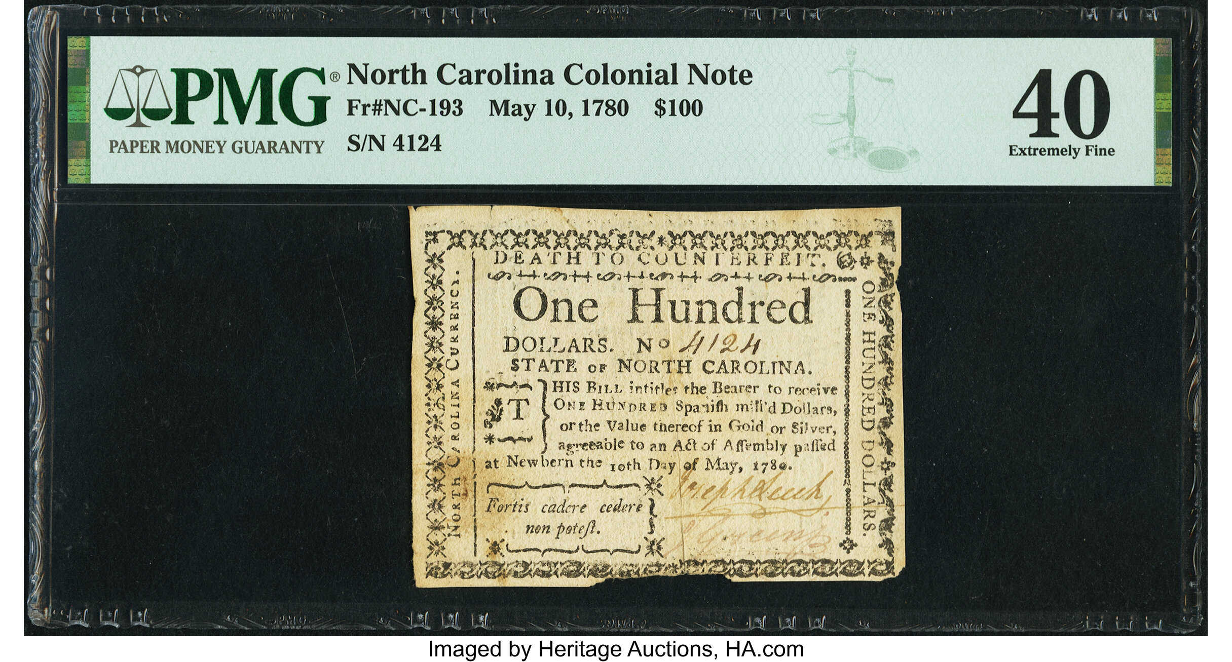 image for: North Carolina May 10, 1780 $100 Fortis Cadere Cedere Non Potest PMG Extremely Fine 40....