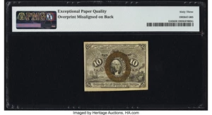 image for: Fr. 1245 10¢ Second Issue Misalignment Error PMG Choice Uncirculated 63 EPQ....