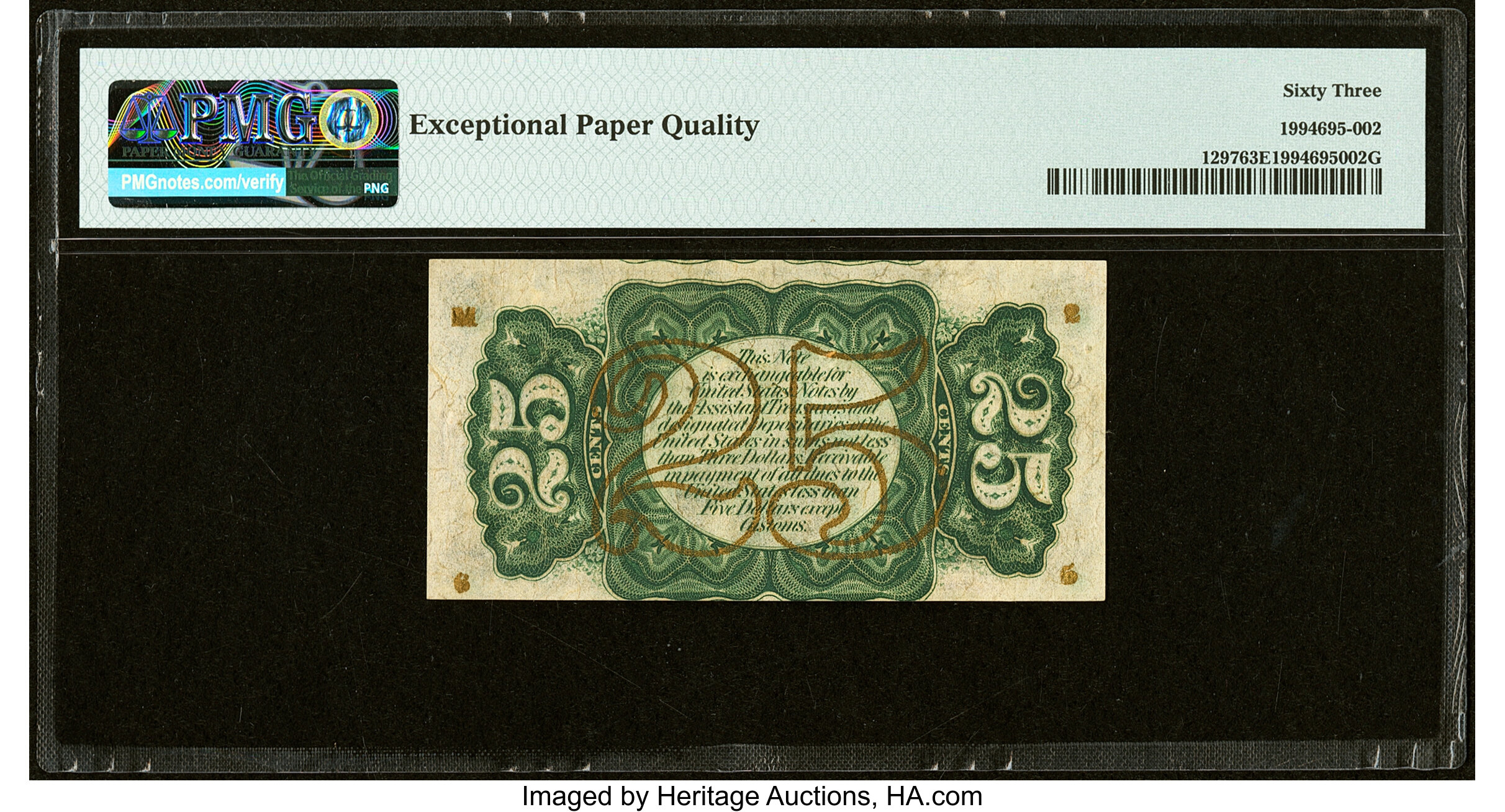 image for: Fr. 1297 25¢ Third Issue PMG Choice Uncirculated 63 EPQ....