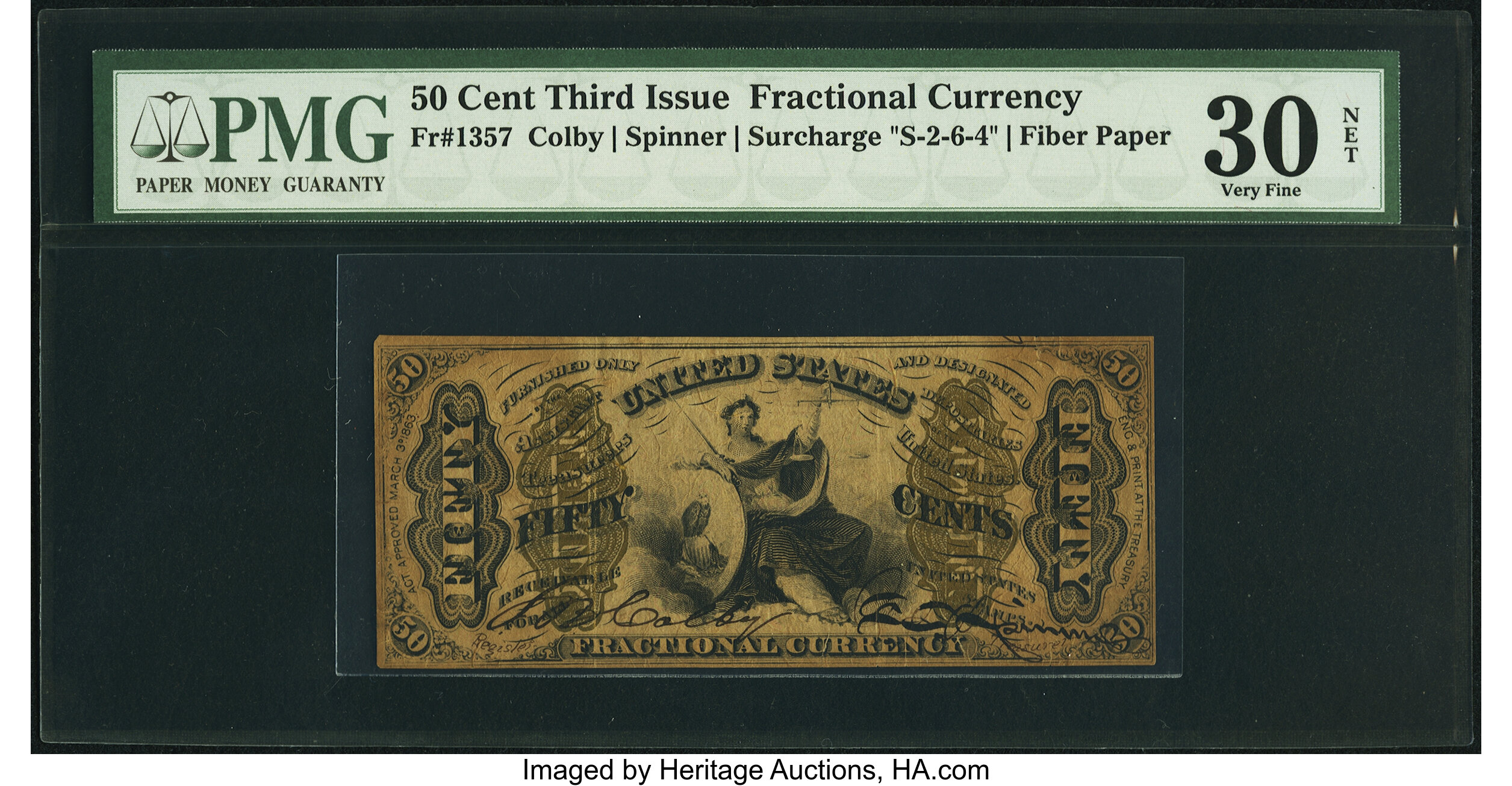 image for: Fr. 1357 50¢ Third Issue Justice PMG Very Fine 30 Net....