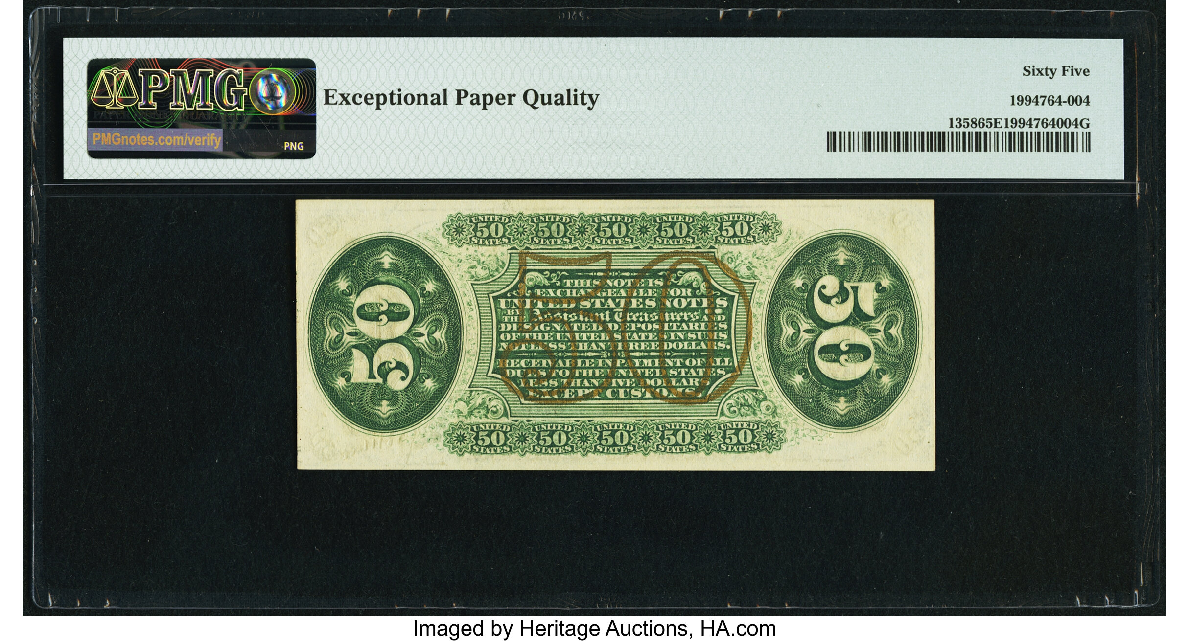 image for: Fr. 1358 50¢ Third Issue Justice PMG Gem Uncirculated 65 EPQ....