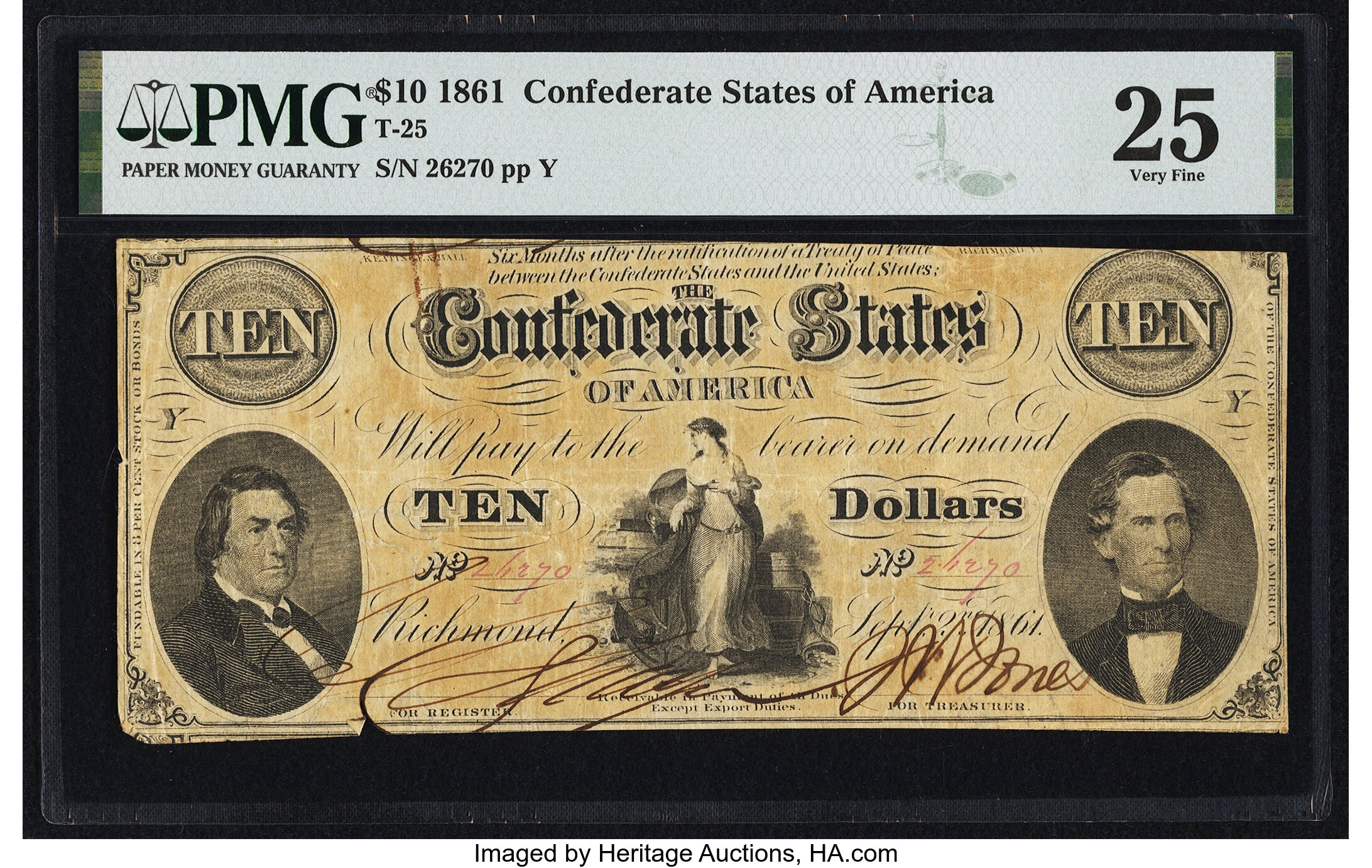 image for: T25 $10 1861 PF-2 Cr. 169 PMG Very Fine 25....